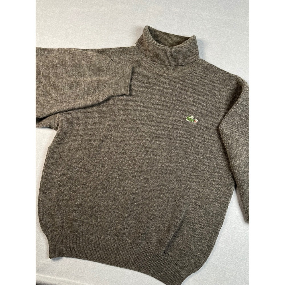 Vintage Lacoste Paris Turtleneck Sweater Mens Size 4 Wool Acrylic Blend Gray
